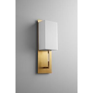 Epoch 1-Light LED Wall Sconce in Aged Brass W with Matte White Acrylic