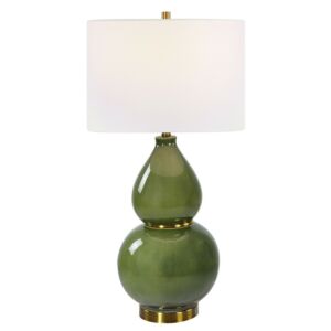 Gourd 1-Light Table Lamp in Antiqued Brass