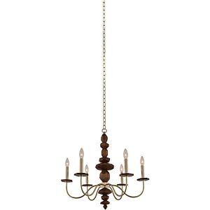 Kalco Lassen 6 Light Rustic Chandelier in Champagne Gold