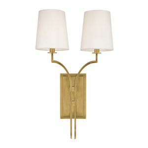 Hudson Valley Glenford 2 Light 22 Inch Wall Sconce in Aged Brass