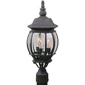 French Style 3-Light Post Mount in Textured Black