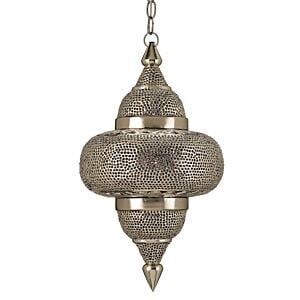 Tangiers 1-Light Pendant in Nickel with Copper with Lacquer with Amber