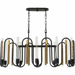 Darden 10-Light Pendant in Matte Black with Antique Gold