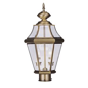 Georgetown 2-Light Outdoor Post Lantern in Antique Brass