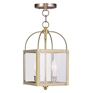 Milford 2-Light Mini Pendant with Ceiling Mount in Antique Brass