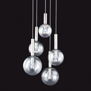 Sonneman Bubbles 5 Light 21 Inch Pendant in Nickel Finish