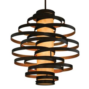 Vertigo 3-Light Chandelier in Bronze and Gold Leaf