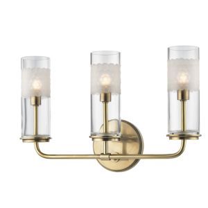 Hudson Valley Wentworth 3 Light 10 Inch Wall Sconce in Aged Brass