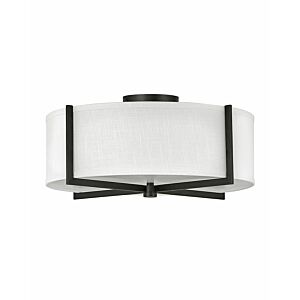 Hinkley Axis Off White 3-Light Semi-Flush Ceiling Light In Black