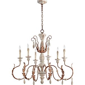 La Maison 6-Light Chandelier in Manchester Grey w with Rust Accents