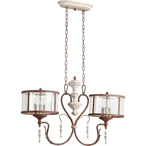 La Maison 6-Light Island Pendant in Manchester Grey w with Rust Accents