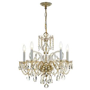 Traditional Crystal 5-Light Chandelier in Polished Brass