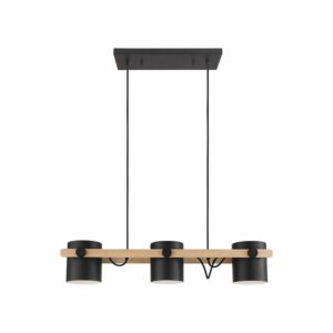 Hornwood 3 Light 33.07 inch Black and Natural Kitchen Island Pendant Ceiling Light