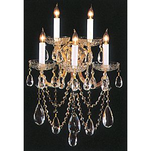 Crystorama Maria Theresa 5 Light 22 Inch Wall Sconce in Gold with Clear Swarovski Strass Crystals