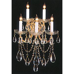 Crystorama Maria Theresa 5 Light 22 Inch Wall Sconce in Gold with Clear Spectra Crystals
