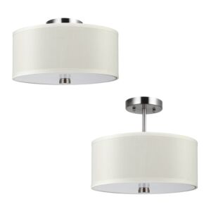 Dayna Shade Pendants 2-Light Semi-Flush Convertible Pendant in Brushed Nickel