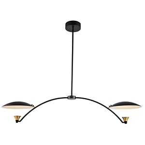  Redding Pendant Light in Matte Black with White and Brass Accent