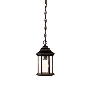 Madison 1-Light Matte Black Hanging Light With Seeded Glass