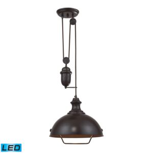 Farmhouse 1-Light LED Pendant in Oiled Bronze