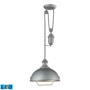 Farmhouse 1-Light LED Pendant in Aged Pewter