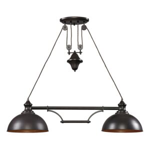 Farmhouse 2-Light LED Linear Chandelier in Oiled Bronze