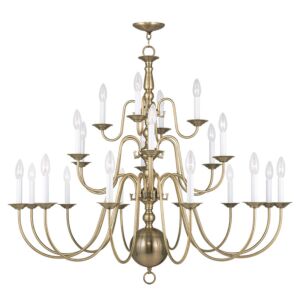 Williamsburgh 22-Light Chandelier in Antique Brass