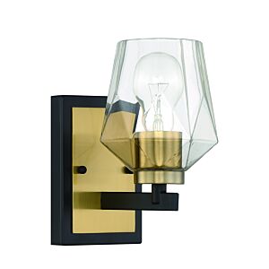 Craftmade Avante Grand 1-Light Wall Sconce in Flat Black with Satin Brass