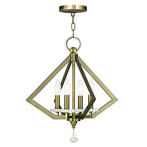 Diamond 4-Light Chandelier in Antique Brass