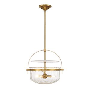 Denmar 4-Light Convertible Semi-Flush or Pendant in Warm Brass