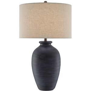 Currey & Company 32" Cyanic Table Lamp in Scarab Blue and Bronze