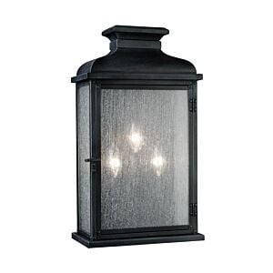 Pediment 3-Light Lantern in Dark Weathered Zinc