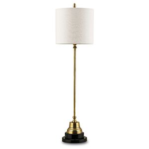 Messenger 1-Light Table Lamp in Vintage Brass with Black