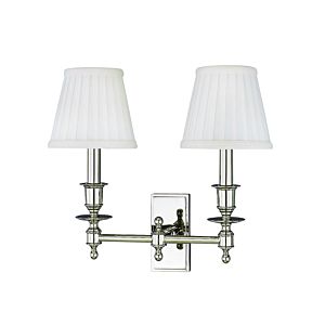 Hudson Valley Ludlow 2 Light 13 Inch Wall Sconce in Polished Nickel