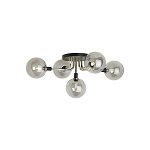 Visual Comfort Modern Viaggio 5-Light 2700K LED 22" Ceiling Light in Smoke/Polished Nickel