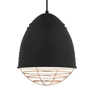 Visual Comfort Modern Loft 2700K LED 15" Pendant Light in Rubberized Black with White Interior