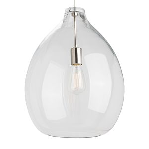 Visual Comfort Modern Quinton 2700K LED 20" Pendant Light in Satin Nickel and Clear