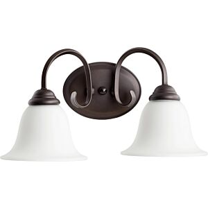 Spencer 2-Light Bathroom Vanity Light in Oiled Bronze w with Satin Opal