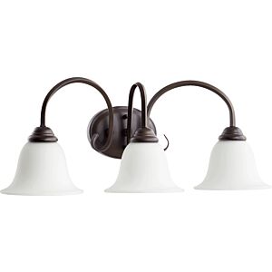 Spencer 3-Light Bathroom Vanity Light in Oiled Bronze w with Satin Opal