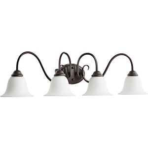 Spencer 4-Light Bathroom Vanity Light in Oiled Bronze w with Satin Opal