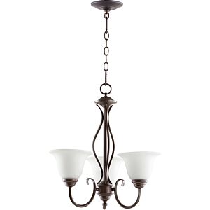 Spencer 3-Light Chandelier in Oiled Bronze w with Satin Opal