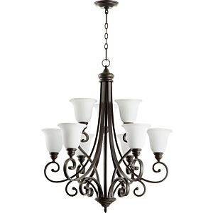 Bryant 9-Light Chandelier in Oiled Bronze w with Satin Opal