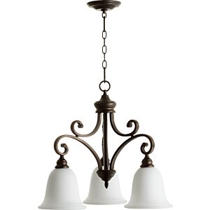 Bryant 3-Light Chandelier in Oiled Bronze w with Satin Opal