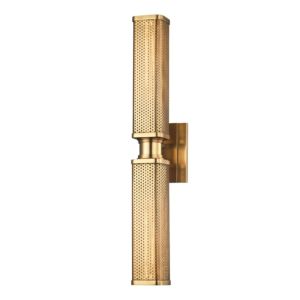 Hudson Valley Gibbs 2 Light 22 Inch Wall Sconce in Aged Brass