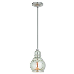 Hand Blown Art Glass Mini Pendants 1-Light Mini Pendant in Brushed Nickel