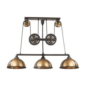 Torque 3-Light LED Linear Chandelier in Vintage Brass