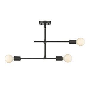 Z-Lite Modernist 3-Light Semi Flush Mount Ceiling Light In Matte Black