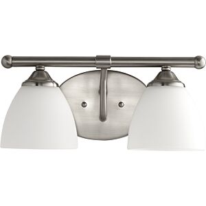 Brooks 2-Light Bathroom Vanity Light in Satin Nickel w with Satin Opal