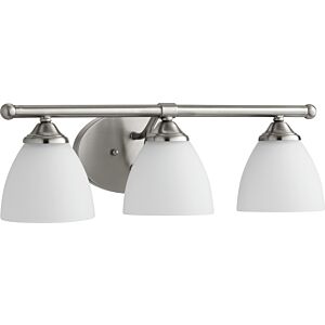 Brooks 3-Light Bathroom Vanity Light in Satin Nickel w with Satin Opal