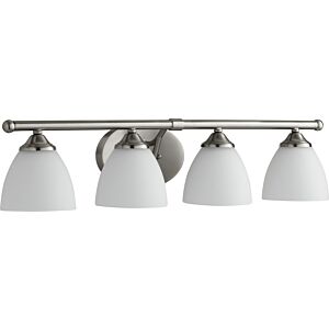 Brooks 4-Light Bathroom Vanity Light in Satin Nickel w with Satin Opal