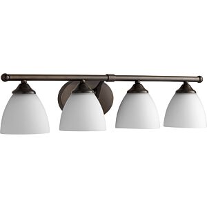 Brooks 4-Light Bathroom Vanity Light in Oiled Bronze w with Satin Opal